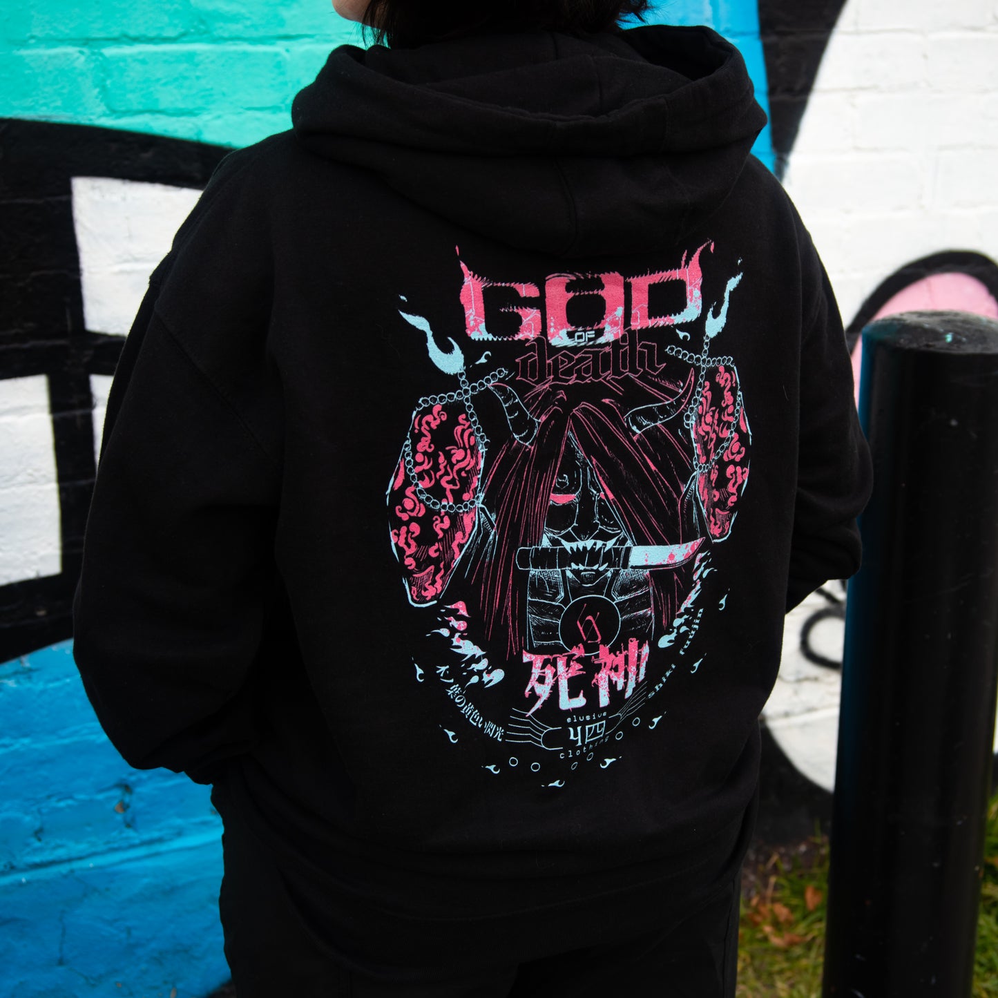God of Death Hoodie / Naruto / Pink and Blue Print