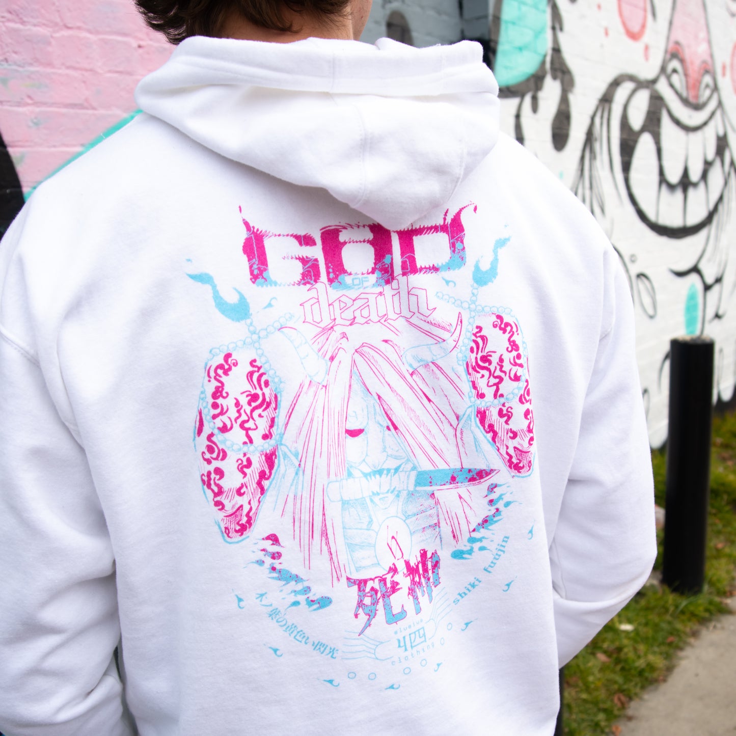 God of Death Hoodie / Naruto / Pink and Blue Print